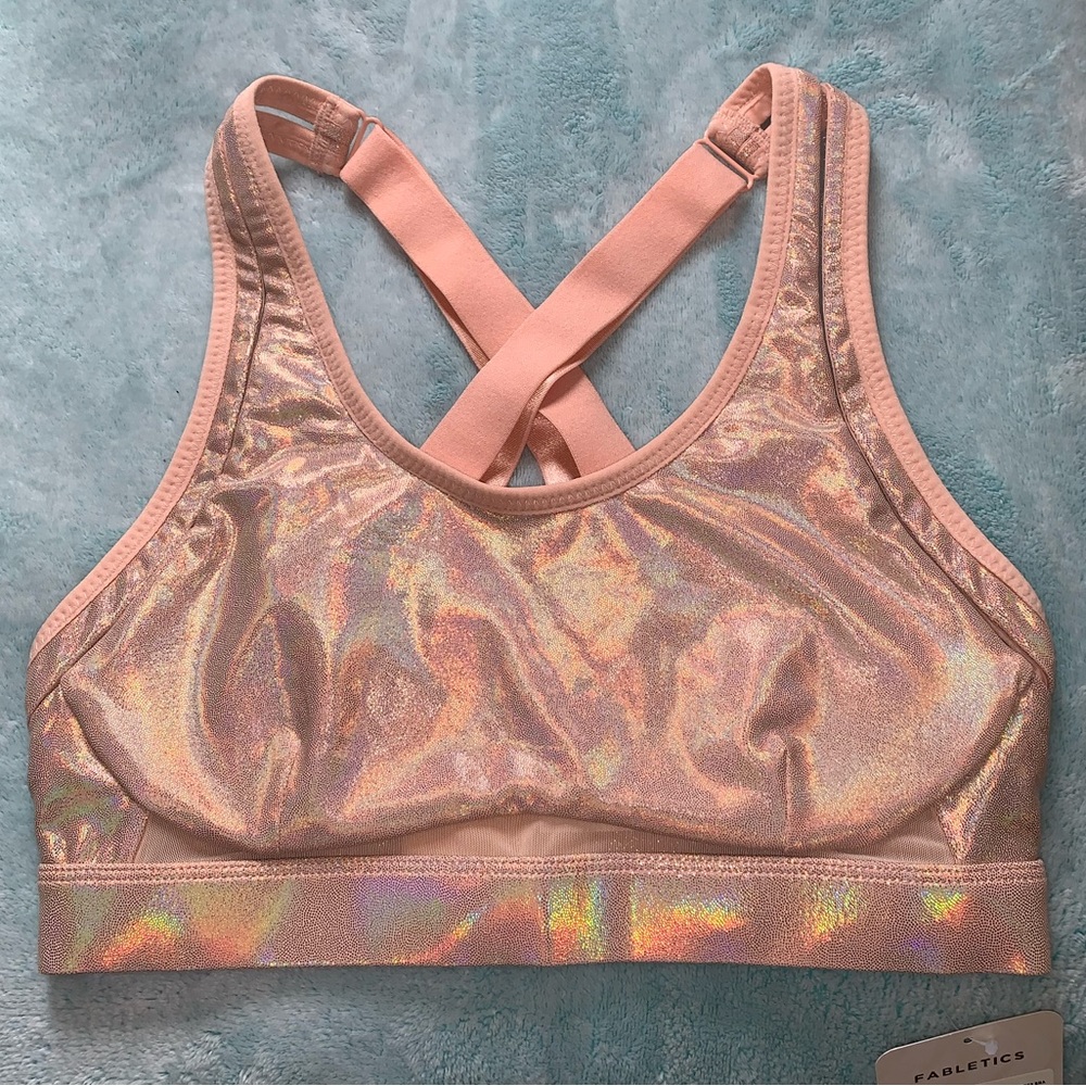 Fabletics Sports Bra, Peach Cross-back, Brand new.
